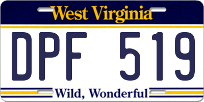 WV license plate DPF519