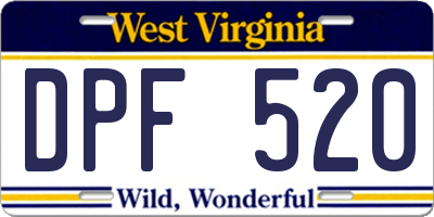 WV license plate DPF520