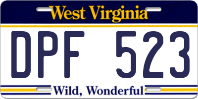 WV license plate DPF523