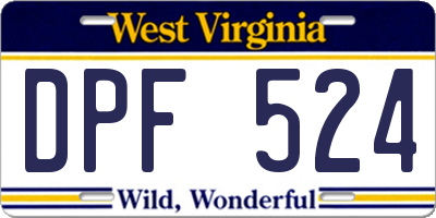 WV license plate DPF524
