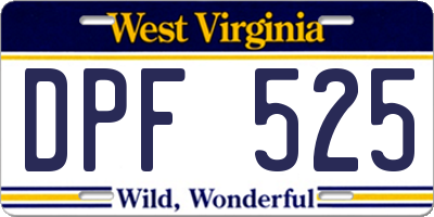 WV license plate DPF525