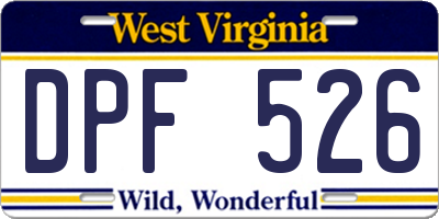 WV license plate DPF526
