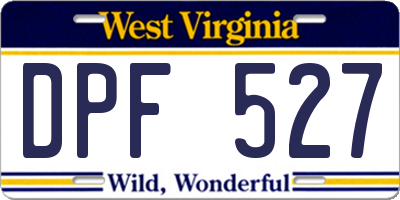 WV license plate DPF527