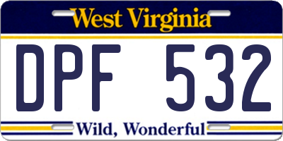 WV license plate DPF532