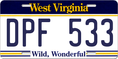WV license plate DPF533