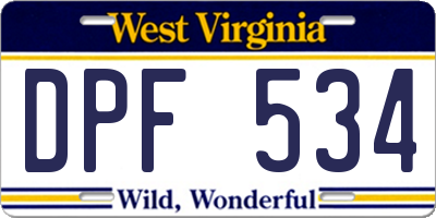 WV license plate DPF534