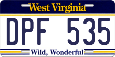 WV license plate DPF535