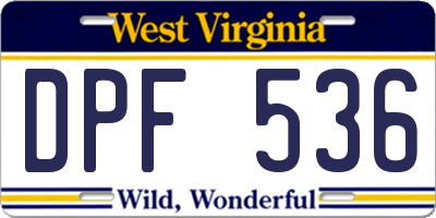 WV license plate DPF536