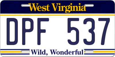 WV license plate DPF537