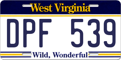 WV license plate DPF539