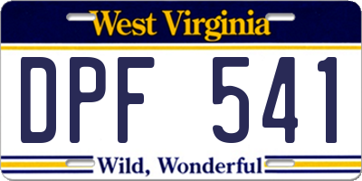 WV license plate DPF541