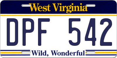 WV license plate DPF542