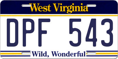 WV license plate DPF543