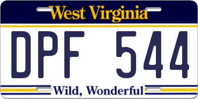 WV license plate DPF544