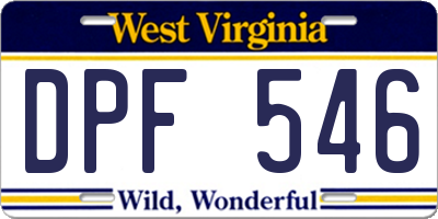 WV license plate DPF546