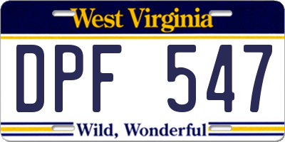 WV license plate DPF547