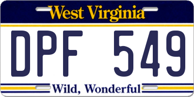 WV license plate DPF549