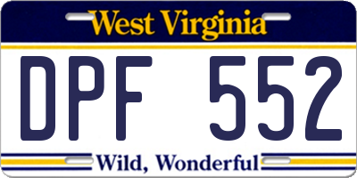 WV license plate DPF552