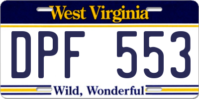 WV license plate DPF553