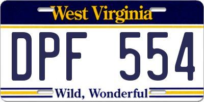 WV license plate DPF554