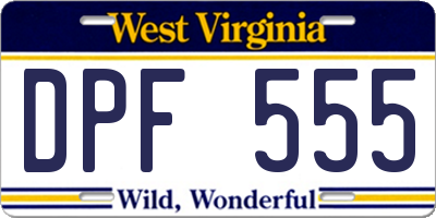 WV license plate DPF555