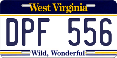 WV license plate DPF556
