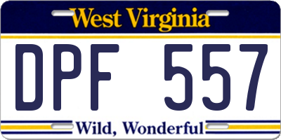 WV license plate DPF557