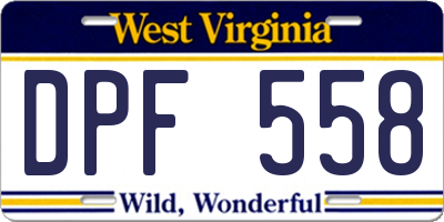 WV license plate DPF558