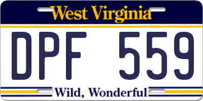 WV license plate DPF559
