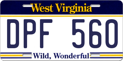 WV license plate DPF560