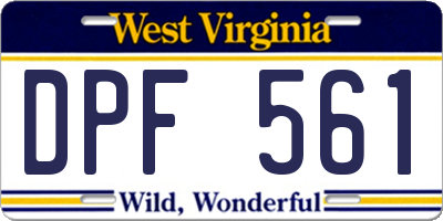 WV license plate DPF561