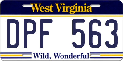 WV license plate DPF563