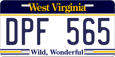 WV license plate DPF565