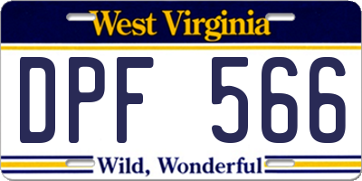 WV license plate DPF566