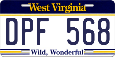 WV license plate DPF568