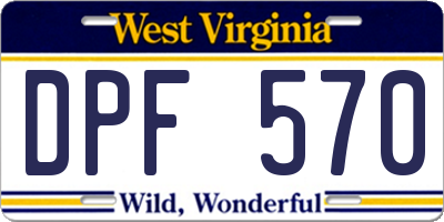 WV license plate DPF570