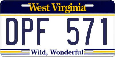 WV license plate DPF571