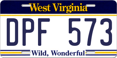WV license plate DPF573