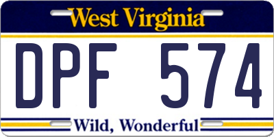 WV license plate DPF574
