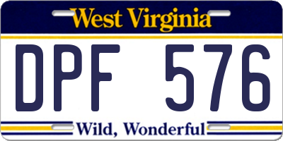 WV license plate DPF576