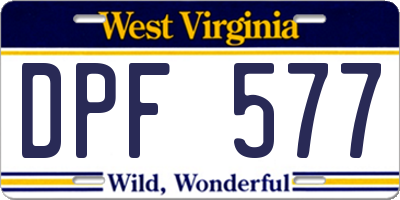 WV license plate DPF577