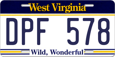 WV license plate DPF578