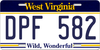 WV license plate DPF582