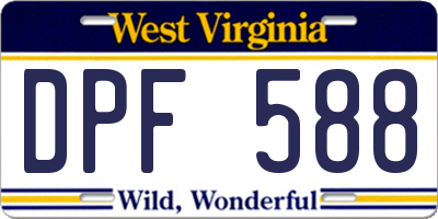 WV license plate DPF588
