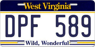 WV license plate DPF589