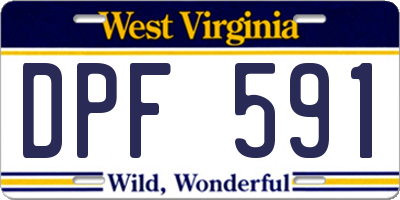 WV license plate DPF591