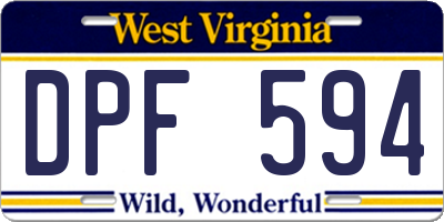 WV license plate DPF594