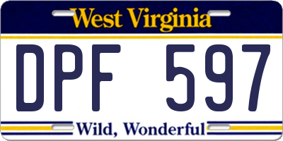 WV license plate DPF597
