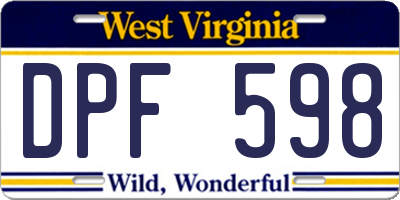 WV license plate DPF598