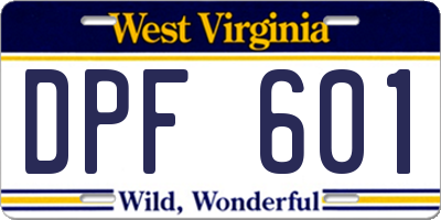 WV license plate DPF601